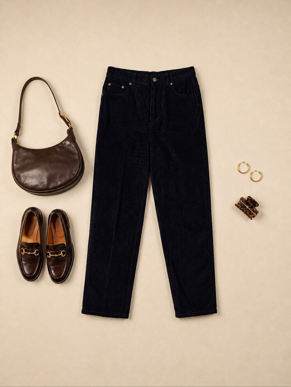 Lauren Ralph Lauren Black Corduroy Straight 5 Pocket Pants. Ladies 10